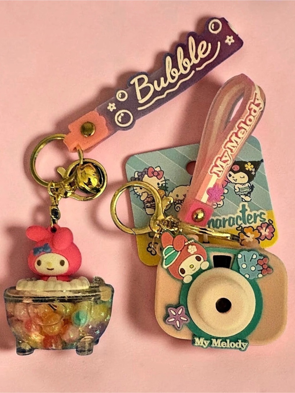 Sanrio My Melody Camera Wristlet Charm Keychain Pink & Green